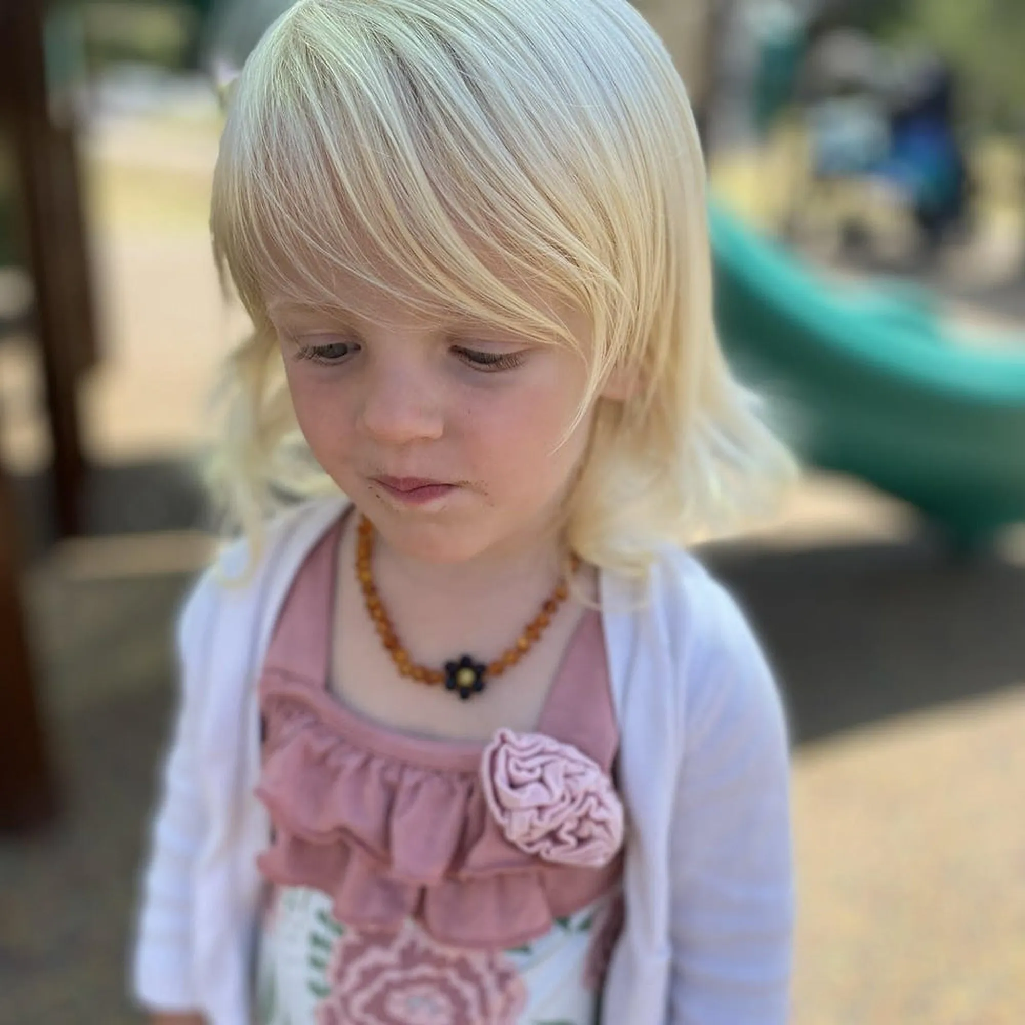 Kids | Raw Cognac Flower Baltic Amber Necklace