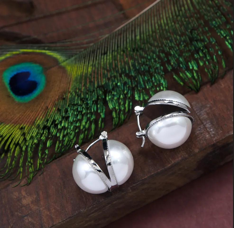 Korean Gold /silver Plated Mabe Pearl Stud Earring