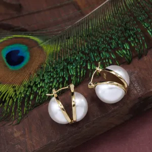 Korean Gold /silver Plated Mabe Pearl Stud Earring