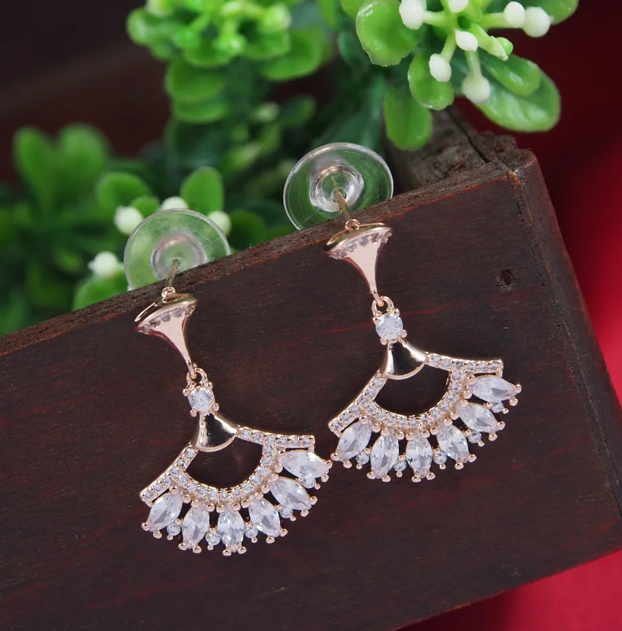 Korean Gold/Silver/Rosegold Plated Bulgari Diva CZ Dangler Earring