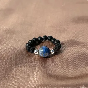 Lapis Lazuli Lava Rock Ring