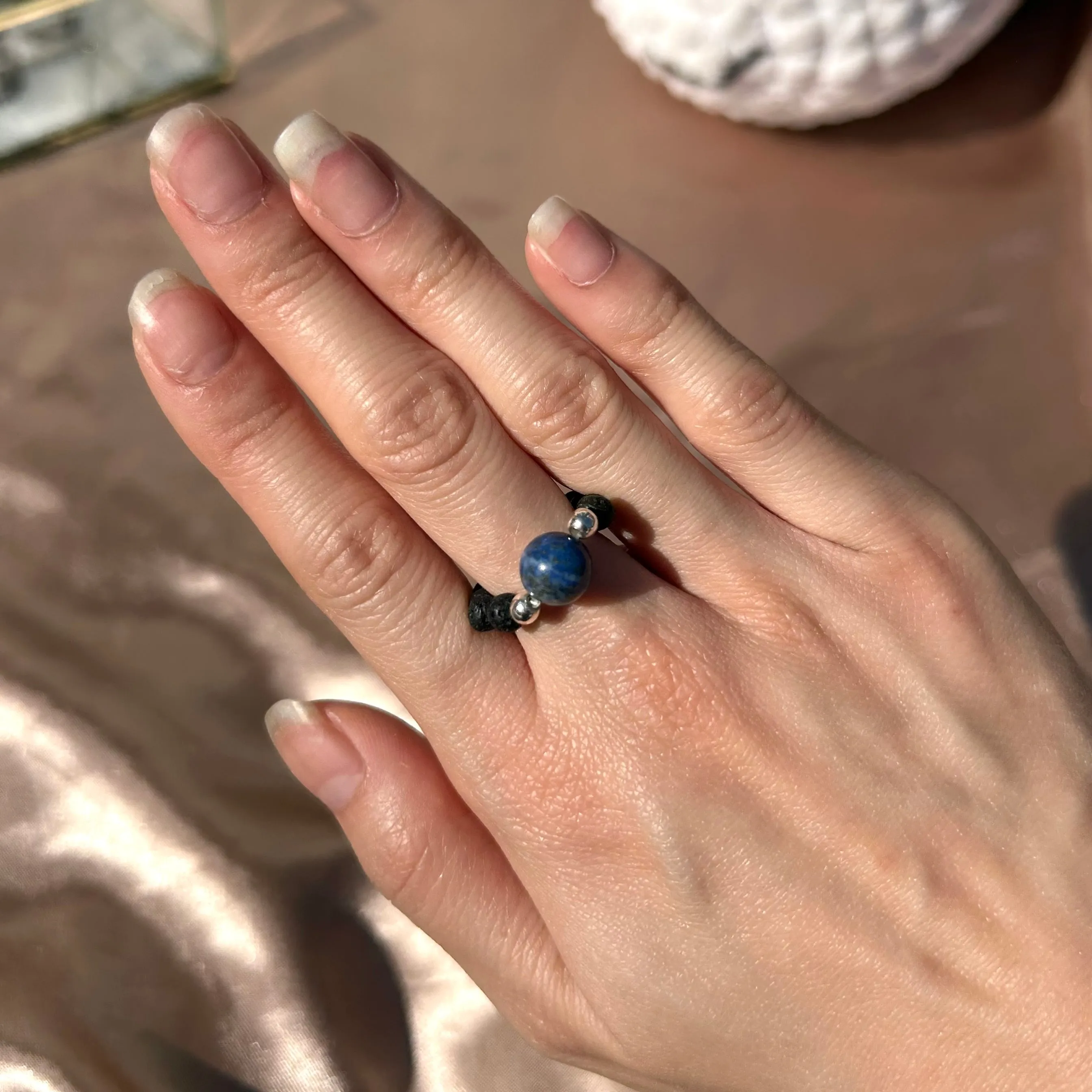 Lapis Lazuli Lava Rock Ring