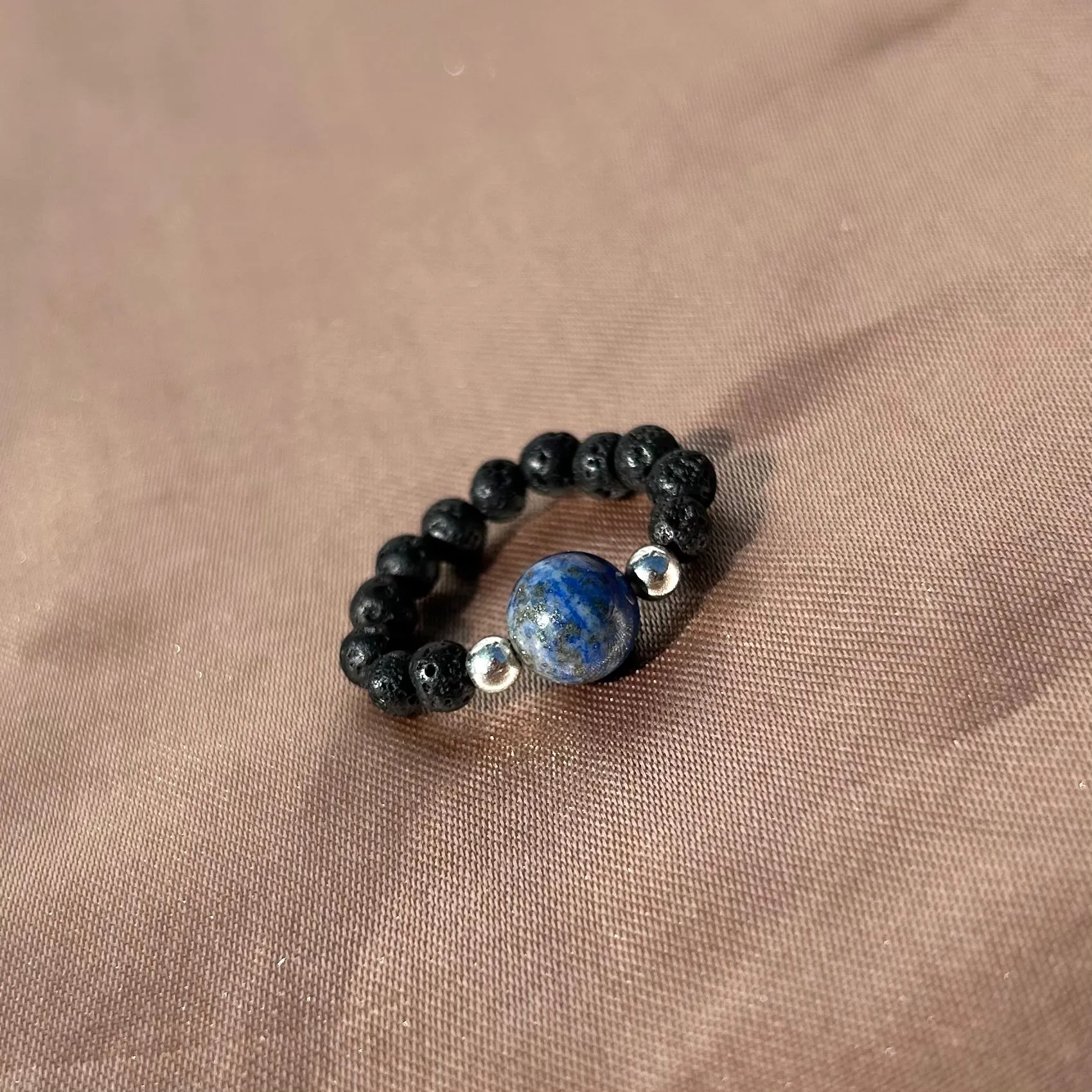 Lapis Lazuli Lava Rock Ring