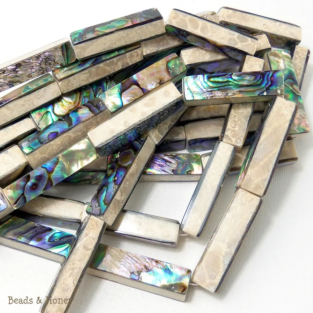 Mactan Stone Inlaid Abalone Shell Bar Long 10x35mm (1pc)
