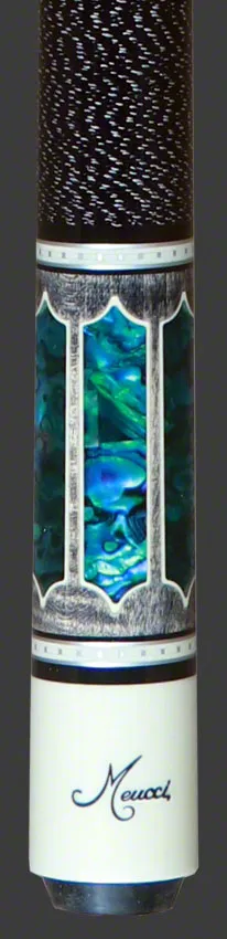 Meucci 2020 Gray - Blue Pearl - Black/White Wrap Pool Cue with Pro Shaft - 2020GYBLBKWHP