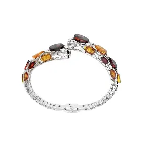 MILENA Bangle Silver and Baltic Amber Multicolour Snake