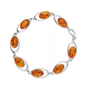 MILENA Bracelet Silver and Baltic Amber Ovals