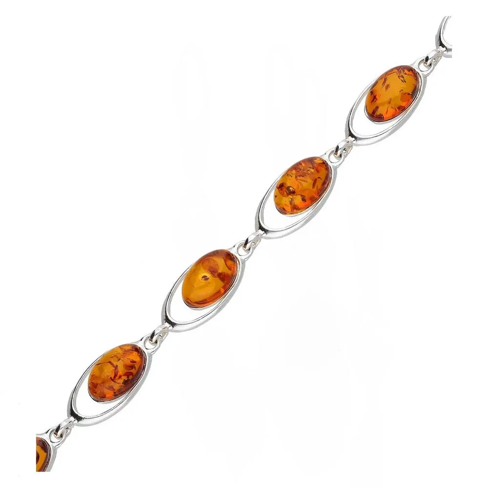 MILENA Bracelet Silver and Baltic Amber Ovals