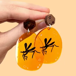 Mosquito in Amber Dangle Earrings