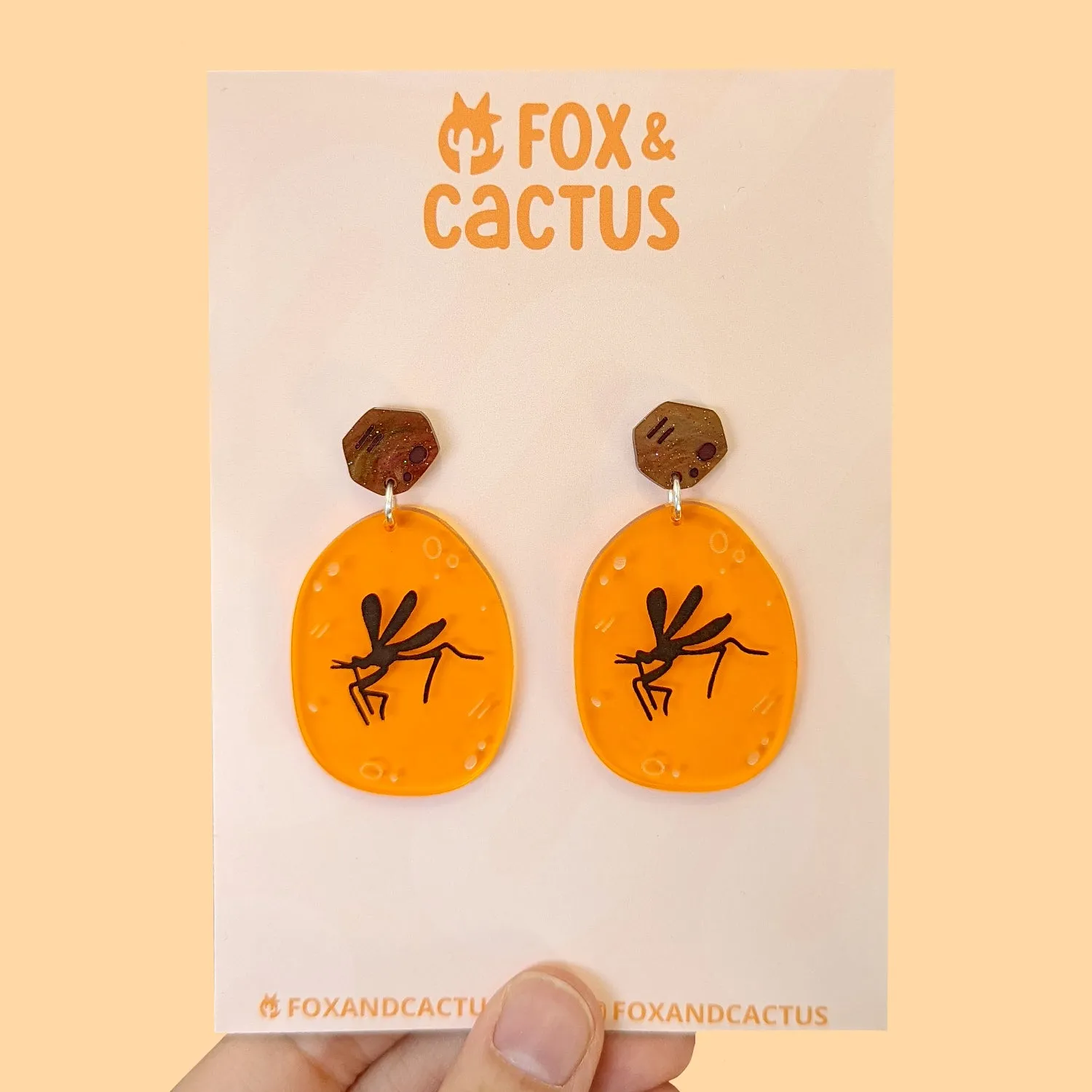 Mosquito in Amber Dangle Earrings