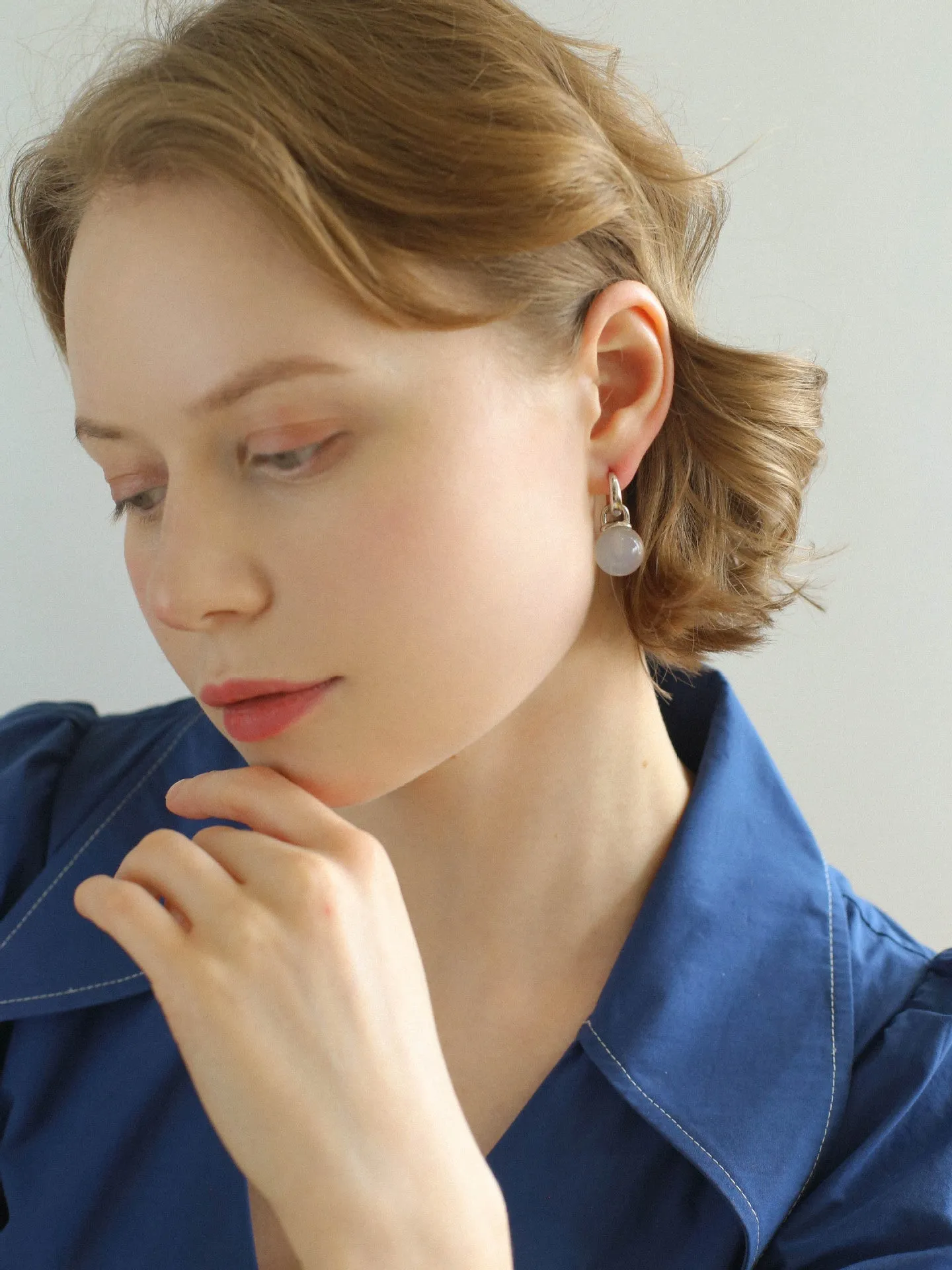 Multicolored Agate Sphere Hoop Earrings