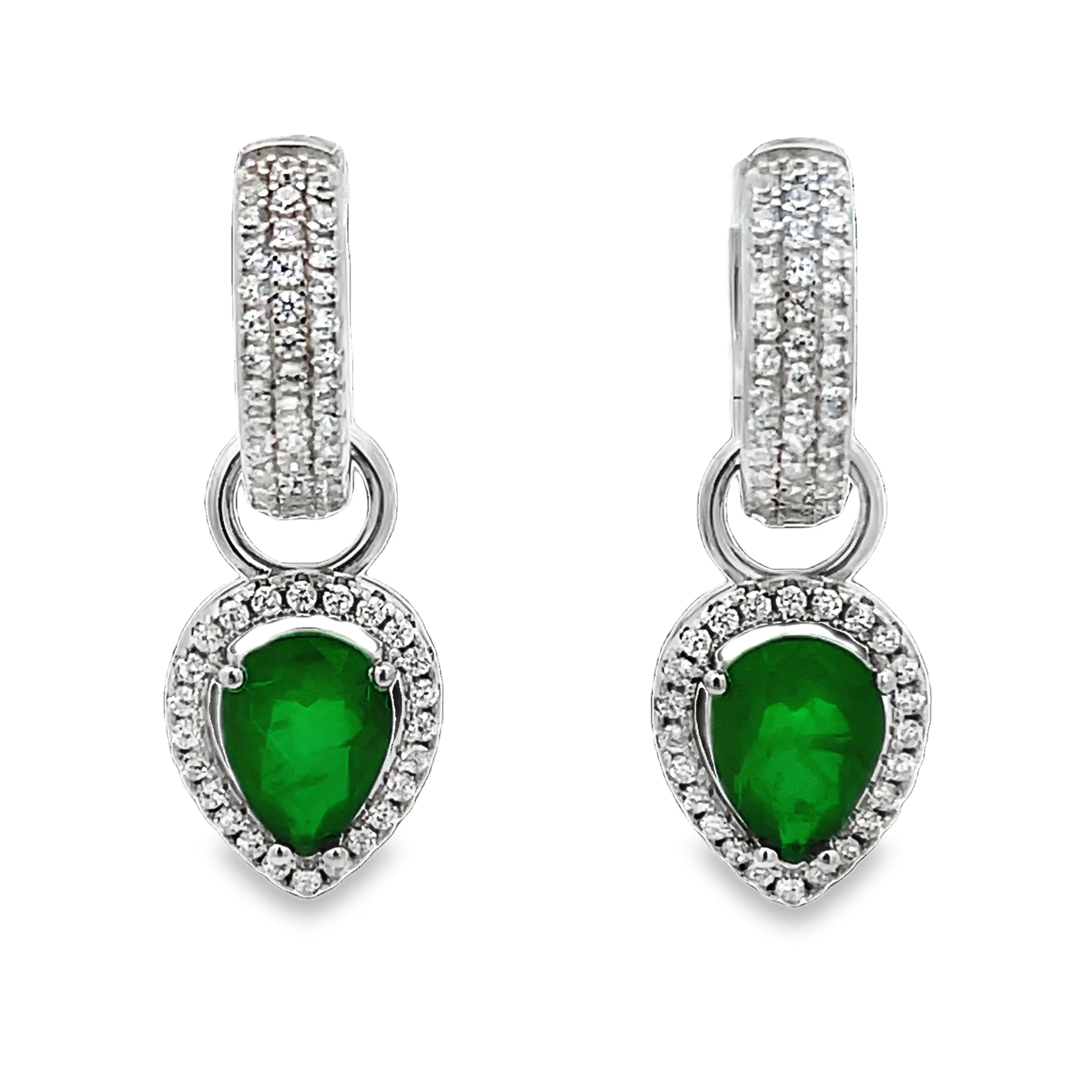 Pearl Shaped Emerald Huggies