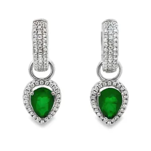 Pearl Shaped Emerald Huggies