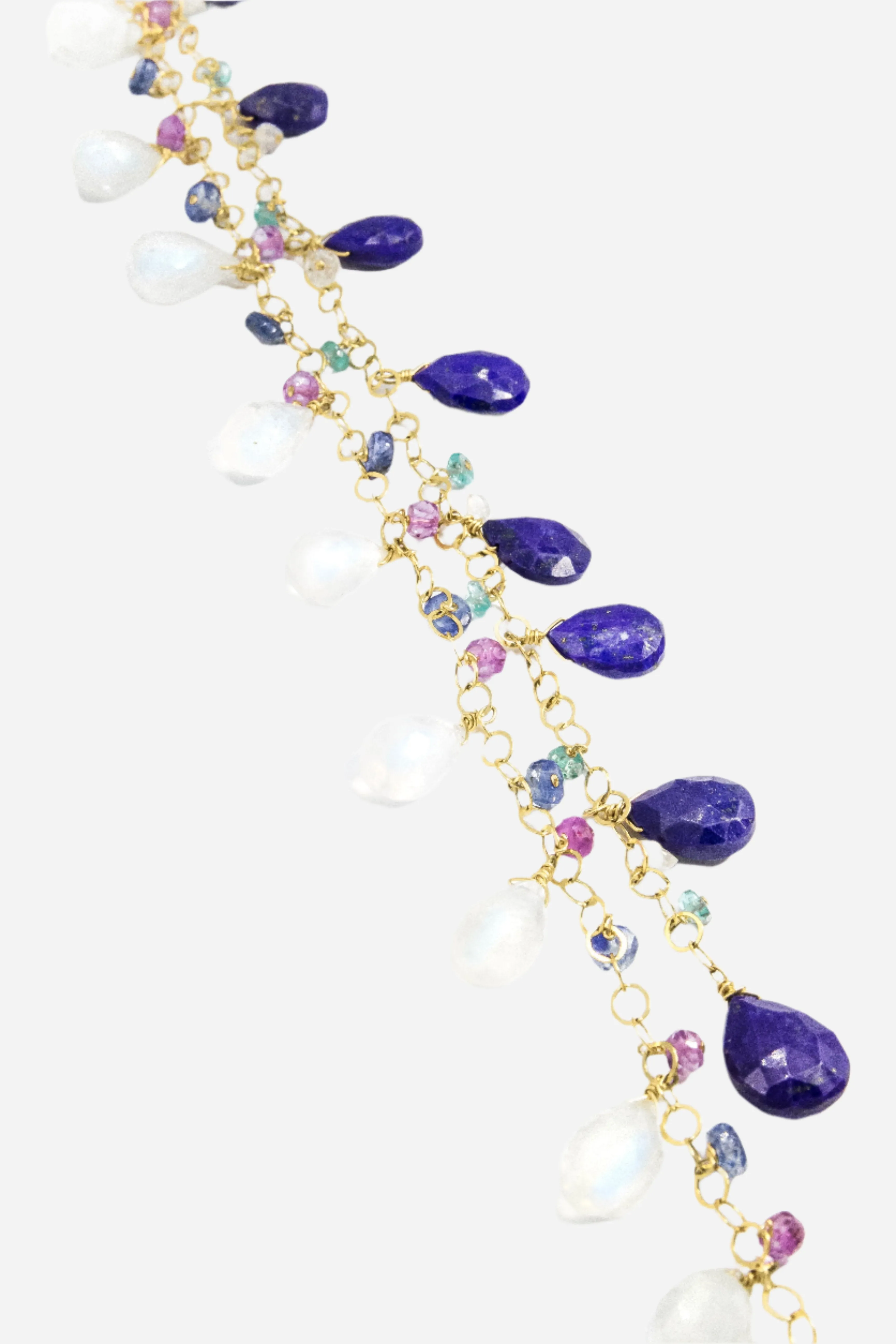 Pink Amethyst, Lapis Lazuli & Moonstone Tie Around Necklace