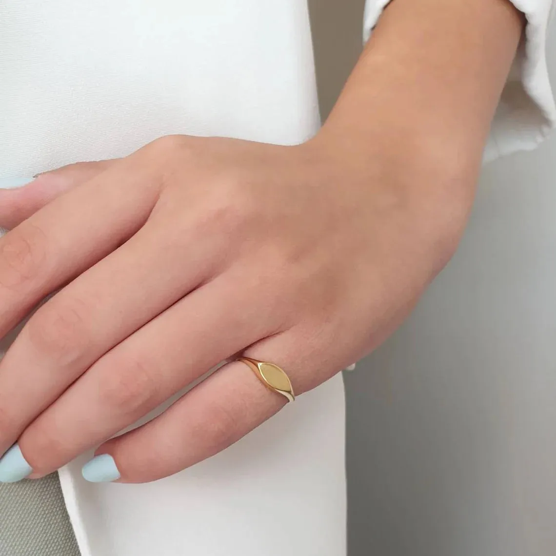 Real Gold Custom Eye Signet Ring