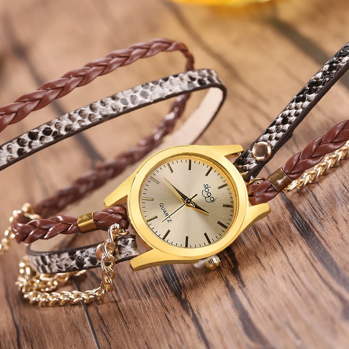 Retro Style Women's Winding Bracelet Watch Woven Serpentine British Watch Women's