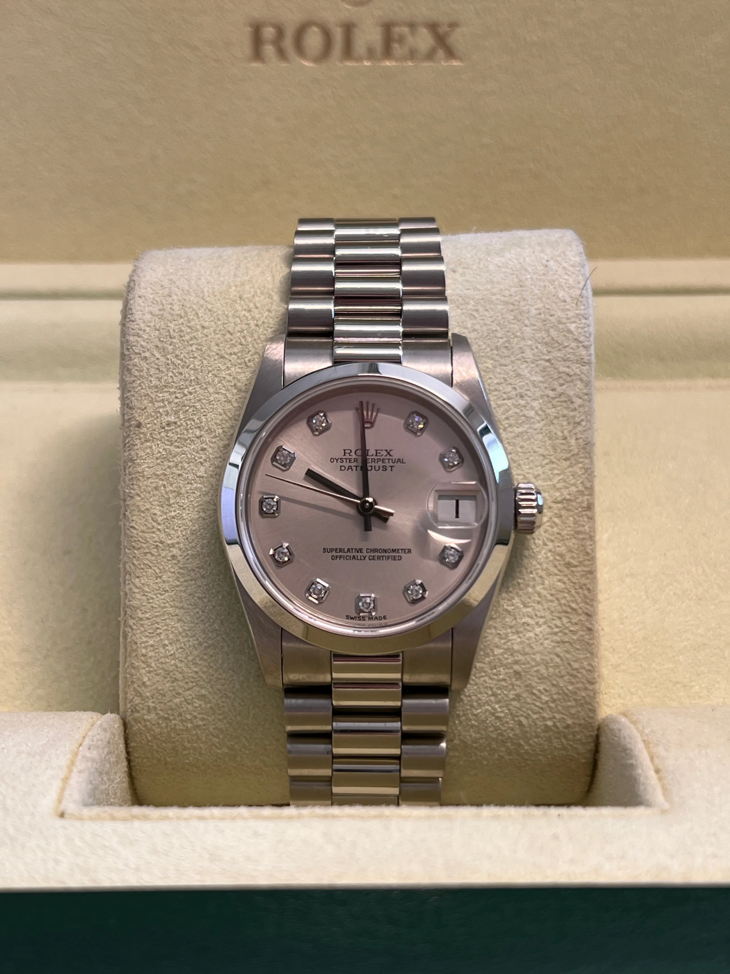 Rolex - Pre-owned Platinum Datejust 31mm Silver Diamond Dial 78246