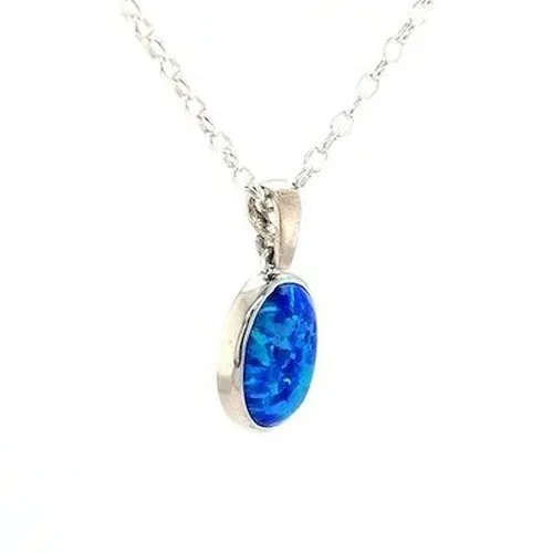 Silver Syn Blue Opal Pendant