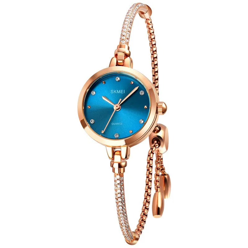 SKMEI 1805 Charming Mesh Bracelet Watch for Women Inlaid w/ Rhinestones