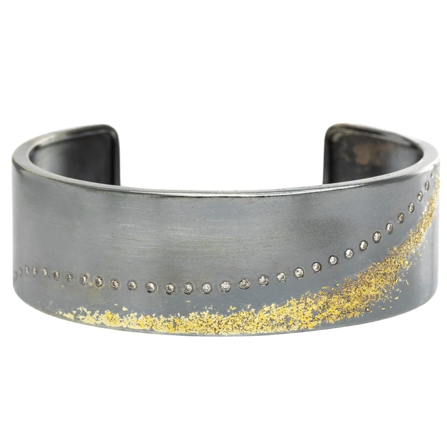 Slice Diamond Cuff - 22k Gold, Oxidized Silver   Reclaimed Diamonds