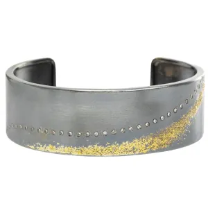 Slice Diamond Cuff - 22k Gold, Oxidized Silver   Reclaimed Diamonds