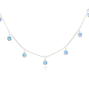 SLOANE STREET 18K YELLOW GOLD ETHIOPIAN OPAL AND ROSE CUT DIAMOND NECKLACE