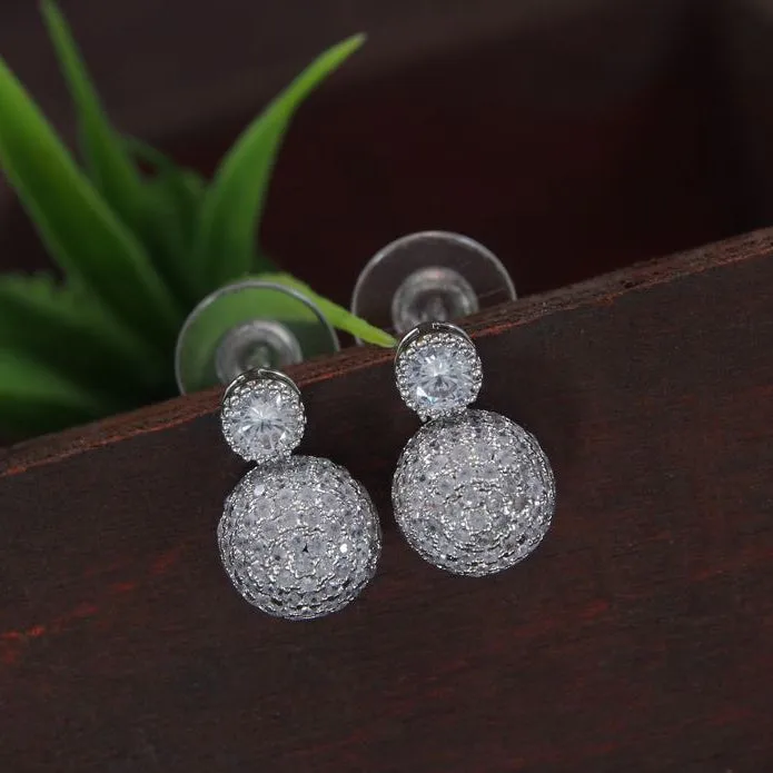 Small Round Shape Cubic Zirconia Korean Earring