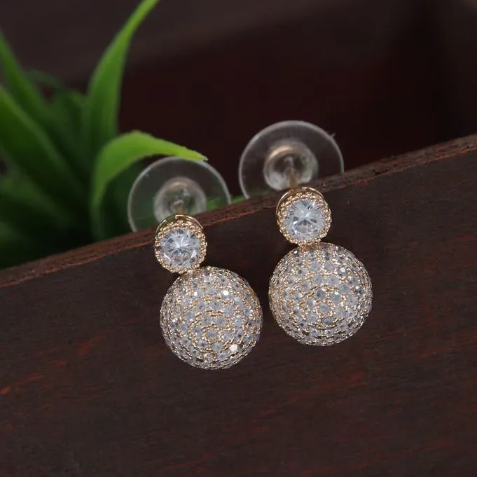 Small Round Shape Cubic Zirconia Korean Earring