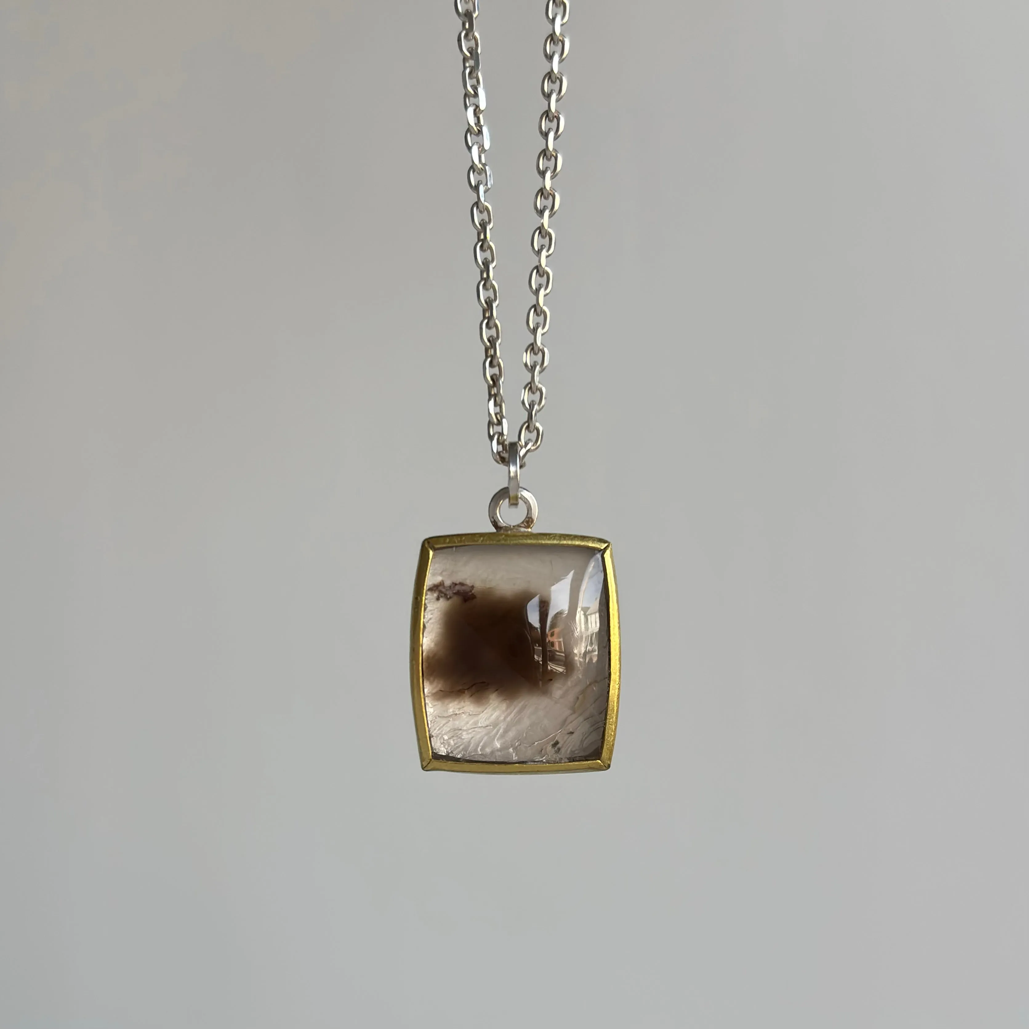 Smoky Quartz Cushion Splat Pendant