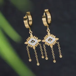 Stainless Steel Cultured Round Hoops Earring