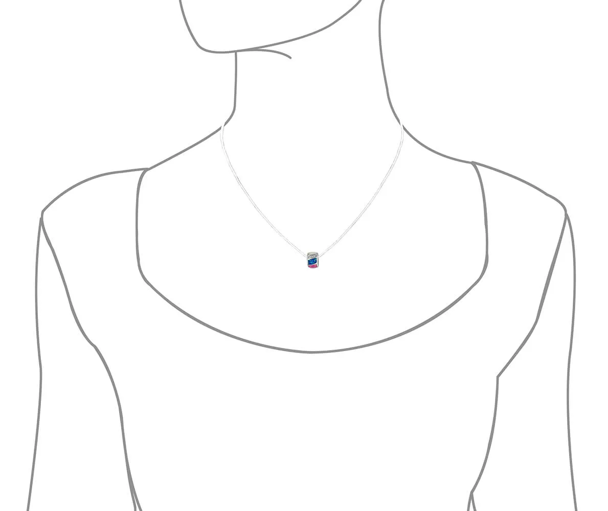 Sterling Silver Synthetic Opal Bead Barrel Pendant Necklace, 16 2" Extender
