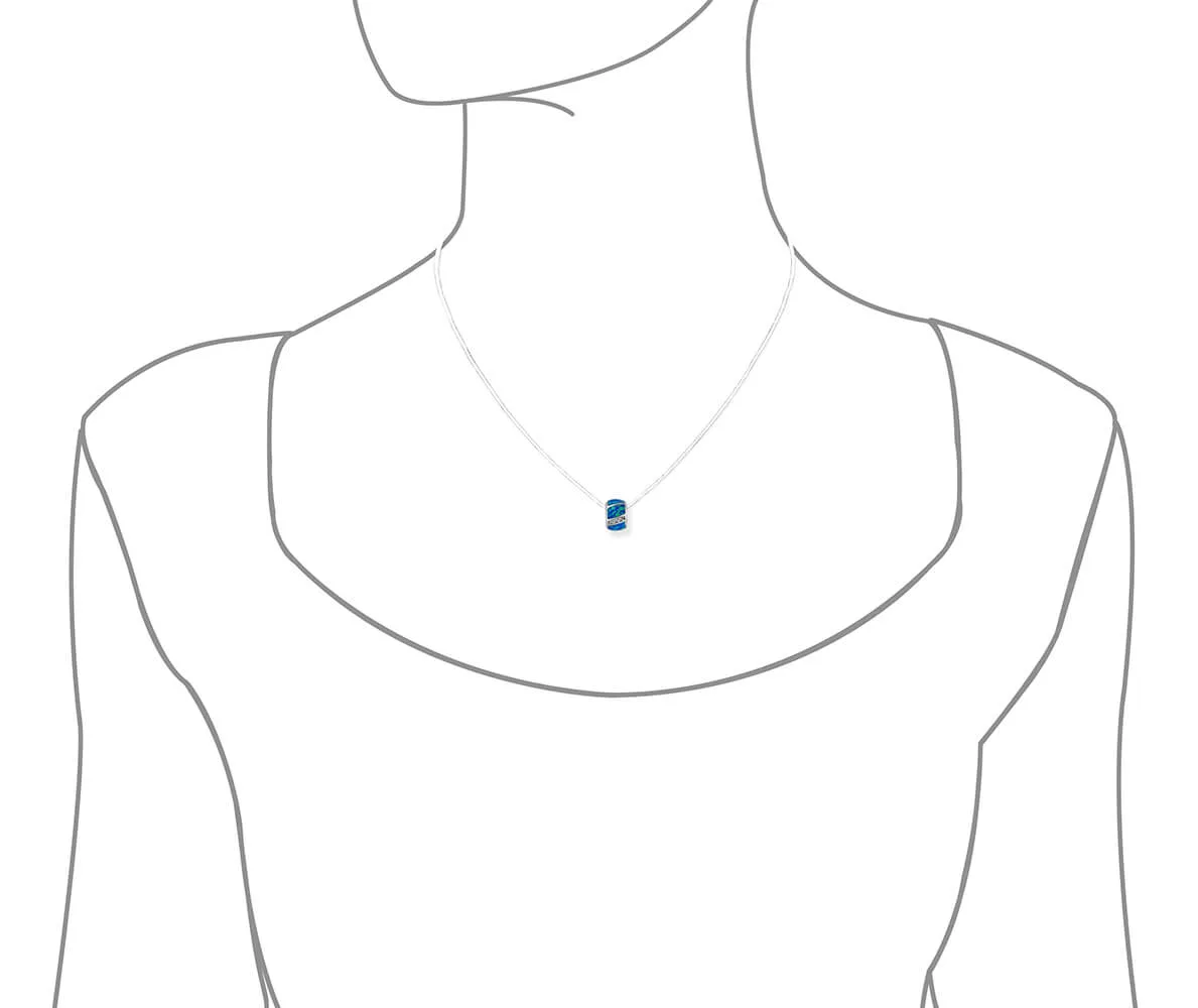 Sterling Silver Synthetic Opal Bead Barrel Pendant Necklace, 16 2" Extender