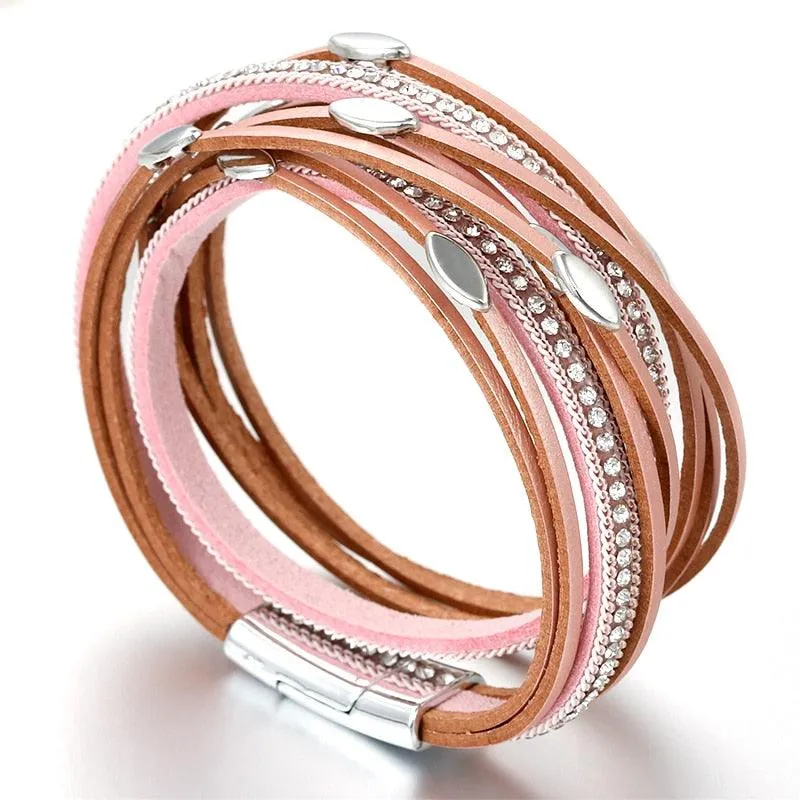 'Tahnee' Charms & Crystals Wrap Bracelet - white