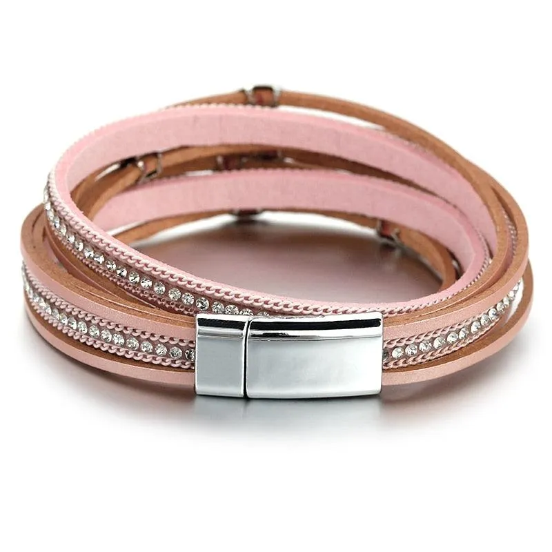 'Tahnee' Charms & Crystals Wrap Bracelet - white