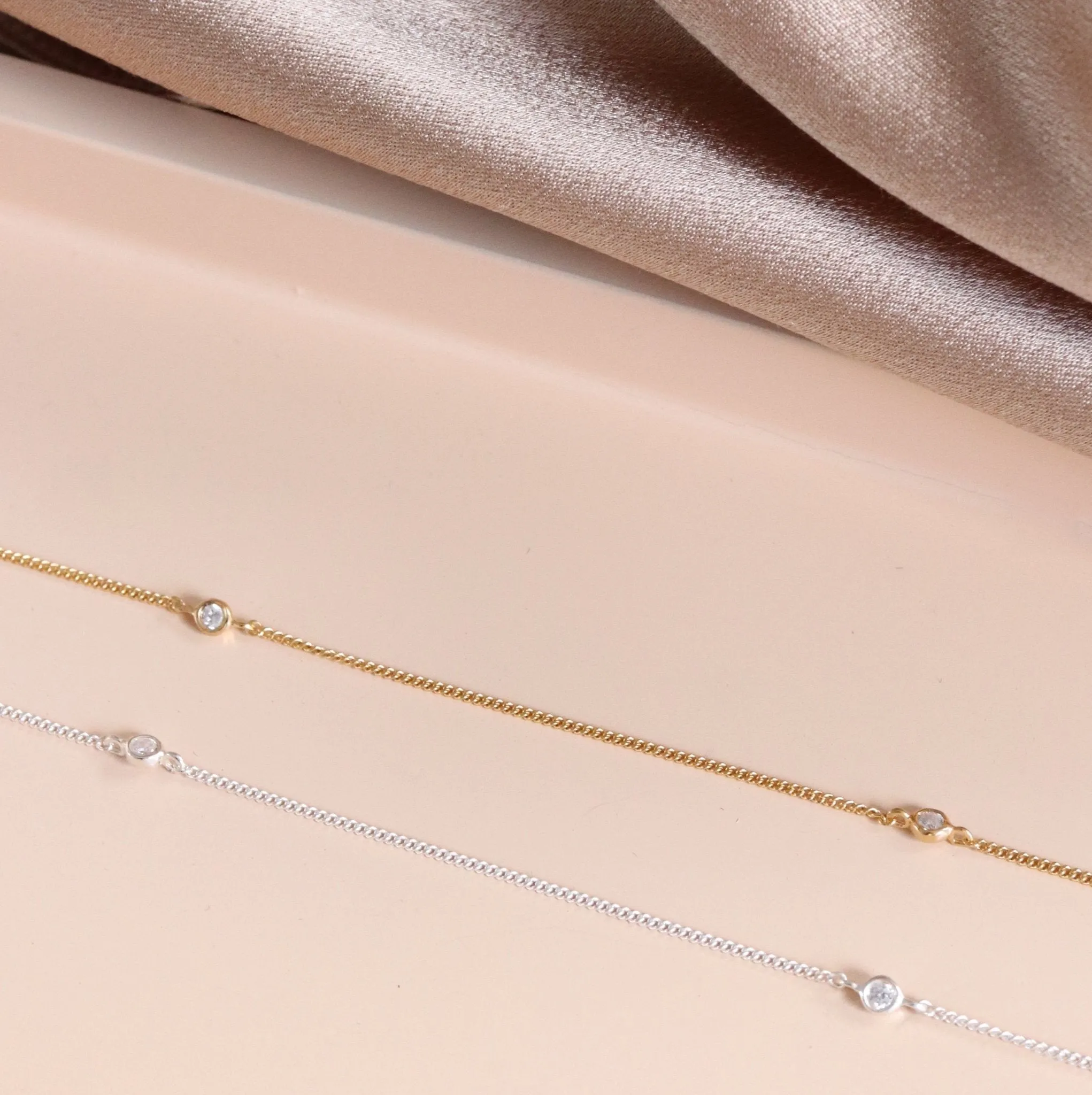 Tiny Love Necklace - Cubic Zirconia & Gold