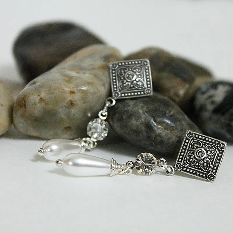 Victorian Bridal Pearl Drop Earrings