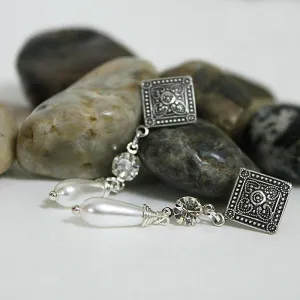 Victorian Bridal Pearl Drop Earrings