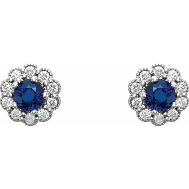 White gold Sapphire and Diamond Earrings