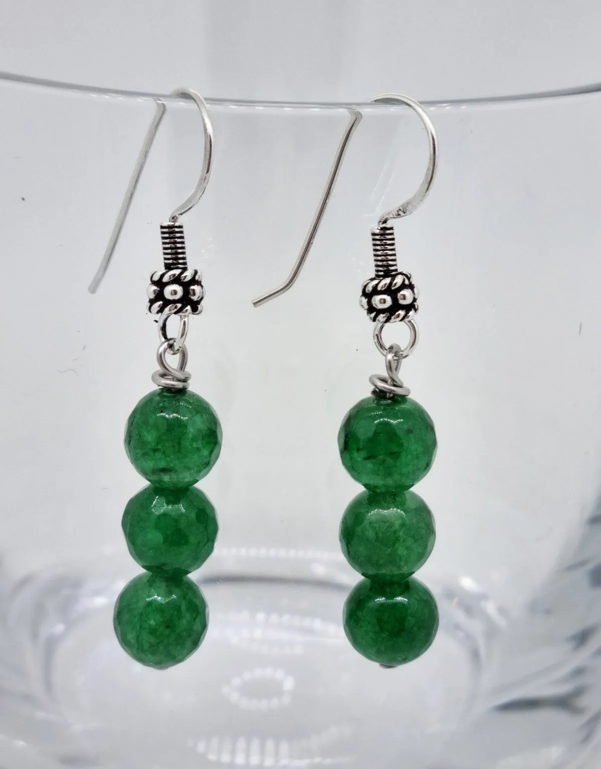 Womens Handmade Green Agate Dangle Drop Earrings 925 Sterling Silver