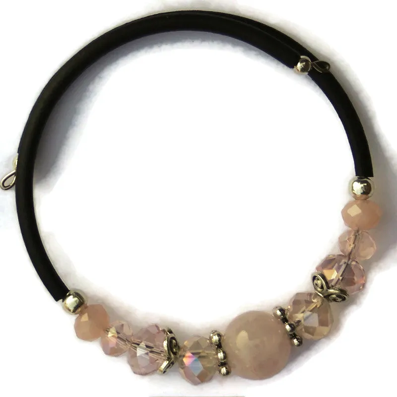 Wrap Bracelet & Earring Set - Rose Quartz